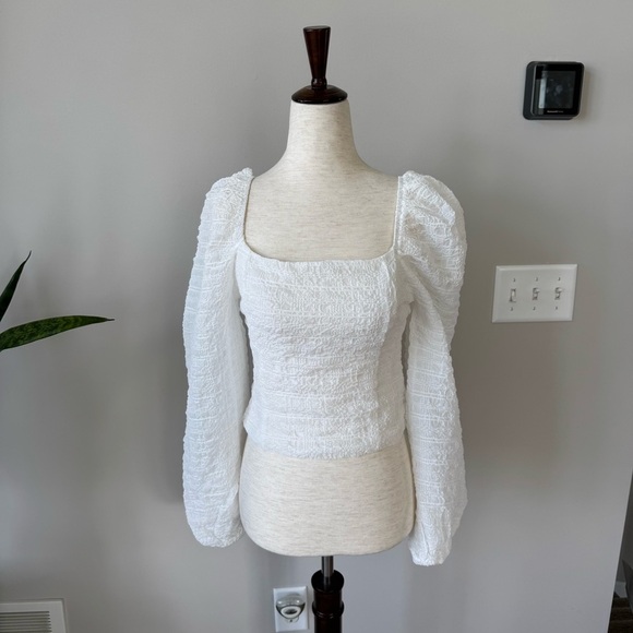 Harper Corset Elegant White Puff Sleeve Top - Picture 4 of 8